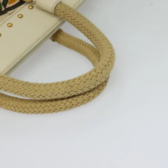 PRADA Hand Bag Canvas Beige Gold Auth - Picture 8 of 16